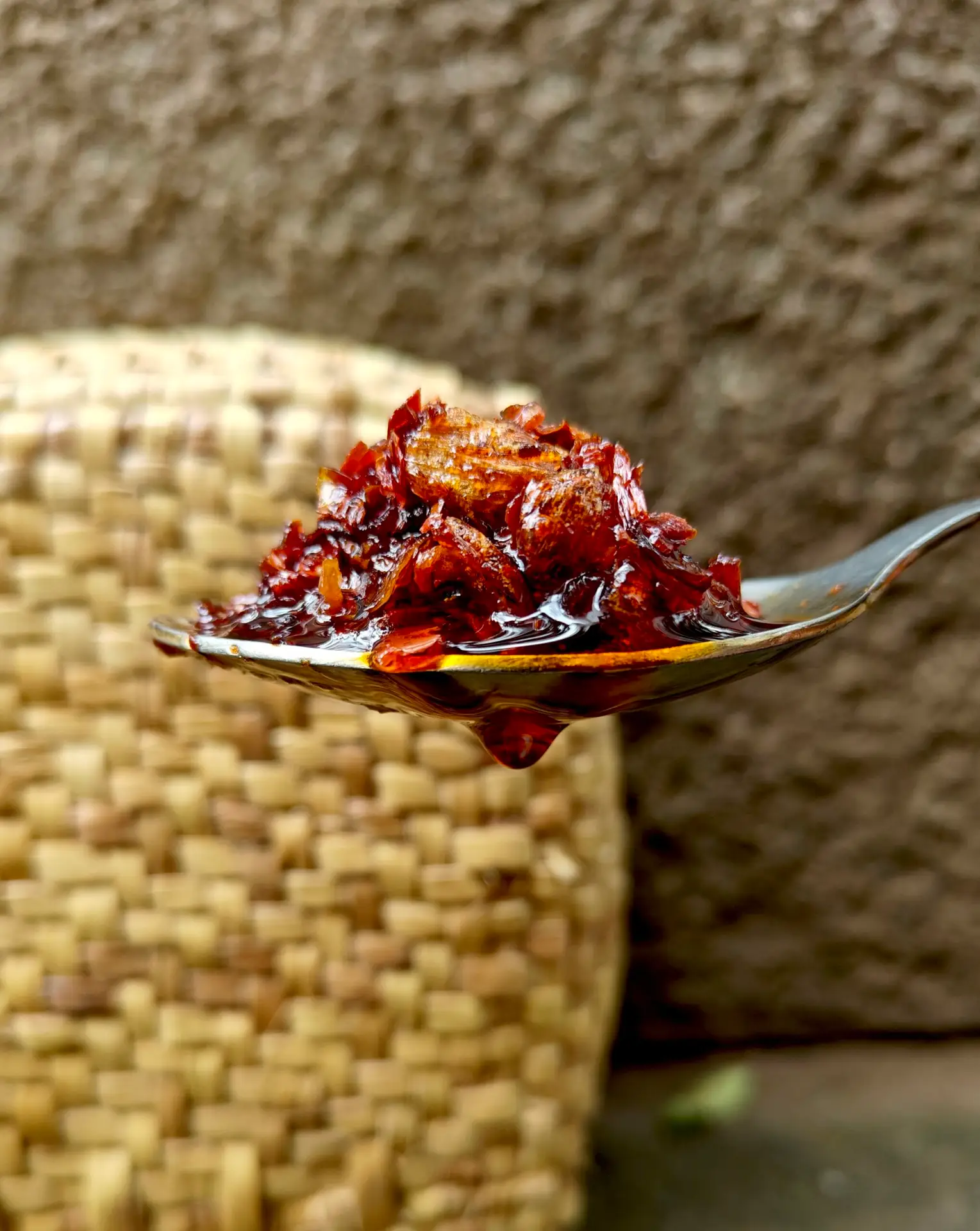 chilli crisp in spoon chilli crisp in spoon